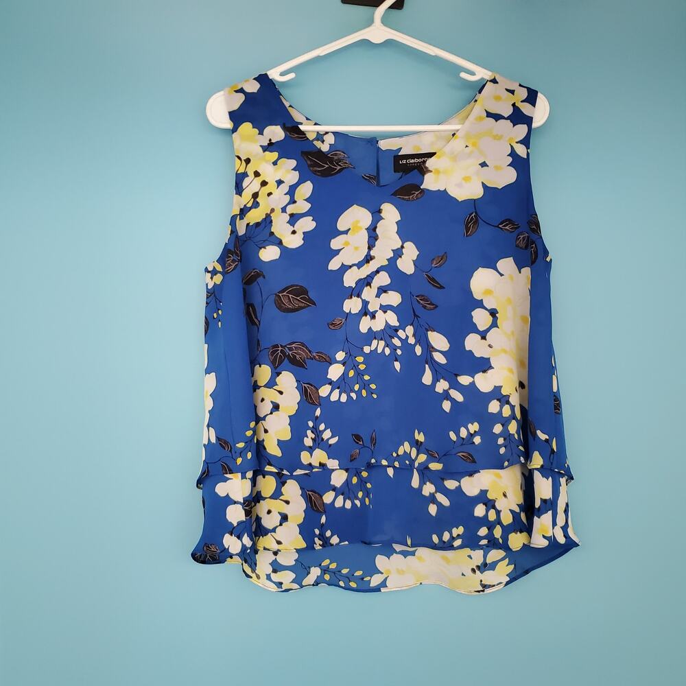 Liz Claiborne Career Blouse Size Medium Floral Sleeveless